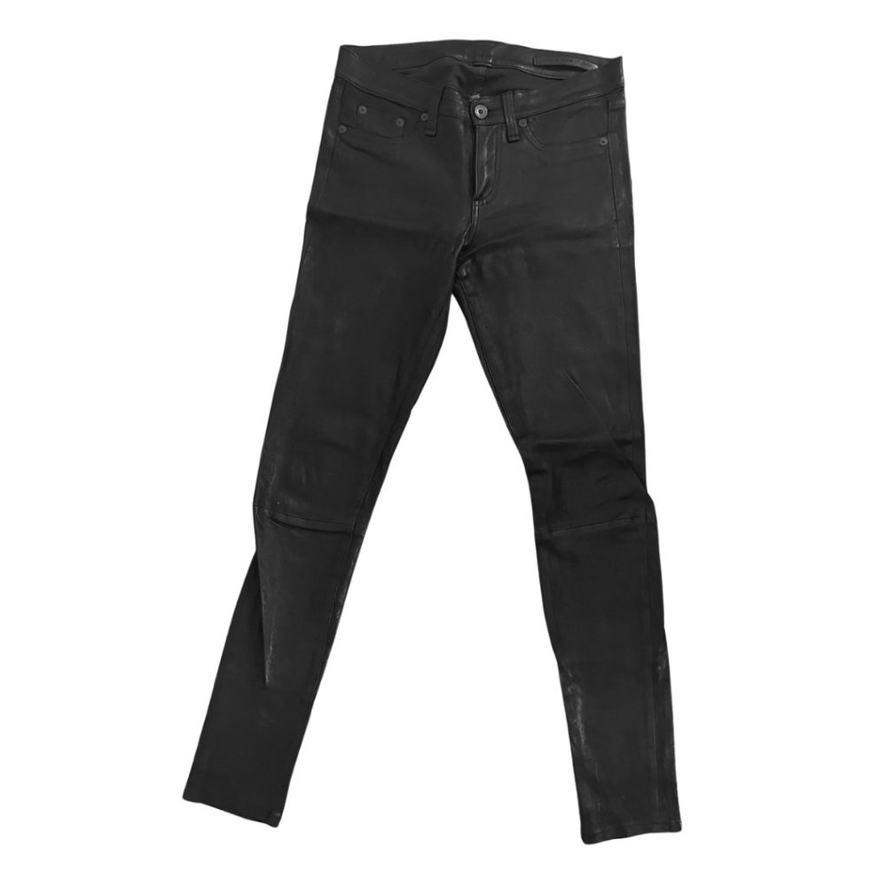 RAG & BONE Leather Low Rise Black skinny leggings Size 26